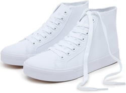 hash bubbie Unisex Canvas High top Sneakers Women's Classic Fashion High Tops Canvas Shoes Casual Tennis Shoes for Men 14.5 Women/12.5 Men White