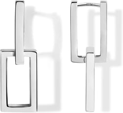 Sterling Silver Convertible Link Drop Dangle Earrings for Women Hypoallergenic Paperclip Dangle Earrings Geometric Rectangle Earrings for Jewelry