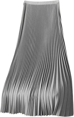 Plus Size Satin Skirts for Women Solid High Waist Pleated Flowy Swing Midi Skirt, Ladies Elegant Versatile Skirts Gray