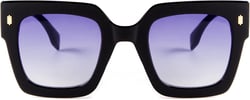 SDINM Vintage Oversized Square Sunglasses for Women, Fashion Womens Luxury Big Sun Glasses Shades UV400 Protection Black Frame (Glossy Finish)\blue Gradient Lens