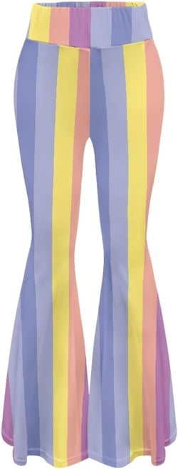 Hawapod Yoga Flare Pants Casual Soft High Waist Wide Leg Bell Bottom Fall Winter Flare Leggings for Women X-Large Striped Colorful