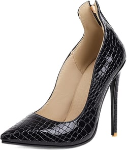 Lizoleor Womens Fashion Stiletto Heels Patent Pointed Toe Shoes 10 Black