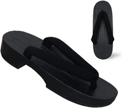 Ez-sofei Women's Japanese Traditional Wooden Geta Sandals Clogs 7 Narrow Black