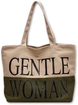 Gentle Woman Tote Bag Canvas Handbags Handheld Shoulder Bag with Zipper Purse Compartment for School Office Travel Green & Khaki