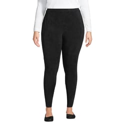 Lands' End Women's Plus Size Sport Knit High Rise Corduroy Leggings - 3X - Black