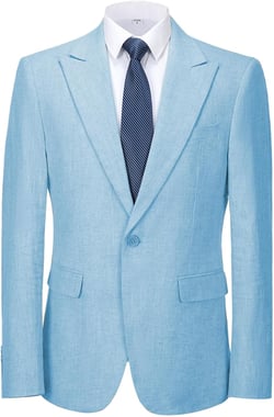 SevevBoy Men's Casual Linen Blazer Lightweight Regular Fit Sport Coat One Button Suit Jacket Medium Light Blue
