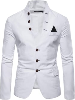Generic Summer Jacket Men Suit Pure Color Cotton Business Gentleman Lapel Suit Formal Clothes for Men Mens Linen Suit Mens XX-Large C-white