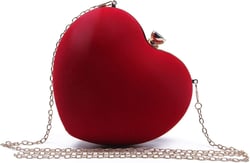 SUKUTU Womens Heart Shape Evening Bag Purse Velvet Party Tote Mini Handbag Clutch Chain Clear Shoulder Bag Red