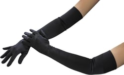 4E's Novelty 21" Elbow Length Satin Long Gloves for Women Costume Accessories Roaring 1920's Flapper Evening Dress Gloves Black