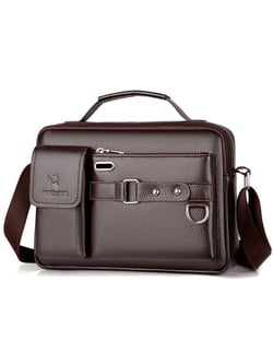 Voguele Mens Leather Messenger Handbag Men Multi Pocket Business Satchels Fashion Utility Work Briefcase Crossbody Bags