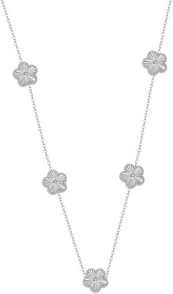 Clover Necklace for Women, Flower pendant Necklace, Five Leaf Clover Necklaces Dainty Lucky Clover Jewelry Gifts B.silver