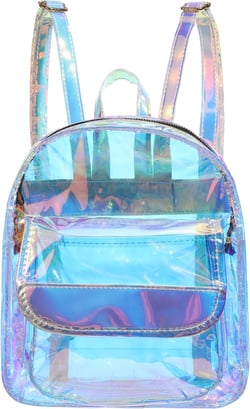 TENDYCOCO Iridescent Rave Backpack Holographic Backpack Small Clear Backpack Daypack Hologram Clear Rave Bag Transparent Backpack for Women
