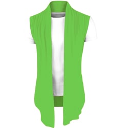 Lars Amadeus Men's Casual Open Front Sleeveless Irregular Hem Cardigan Vest Light Green Small