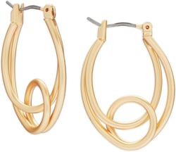Lucky Brand Women's Knotted Loop Oval Hoop Earrings One Size Gold