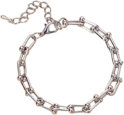 Unique Horseshoes Bit Link Bracelet Paperclip U shape Horse Bit Link Chain Bracelet Jewelry for Women and Men Silver