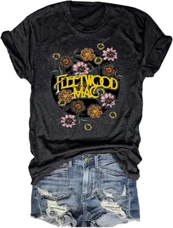 Hantaostyle Rock Graphic Print Band tees for Women Vintage Rock Roll Music Country Shirts Short Sleeve Concert Buddy Top XL Black