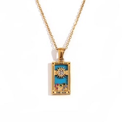 Tarot Card Necklace • Cubic Zirconia Silver Or Gold-Plated Stainless Steel Dainty Pendant • Major Arcana Cards Jewelry For Witchy Women