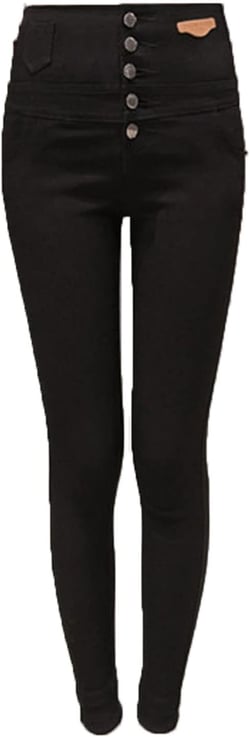 Women's High Waist 5 Button Jeans Classic Retro Skinny Denim Pants Solid Color Slim Fit Tapered Leg Casual Jean 3X-Large Black 1