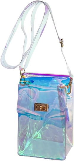 ONEART Clear Iridescent Shoulder Purse, Holographic Transparent Crossbody Bag See Through Fashion Women Bag Iridescent Blue