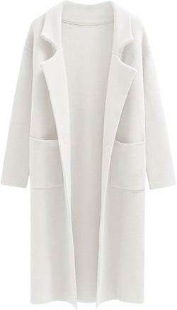 ANRABESS Women's Open Front Coatigan Jackets Long Knit Cardigan Sweaters 2024 Fall Fashion Sweater Blazer Coats Cream White L