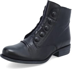 Miz Mooz Louise Ankle Boots for Women - Ladies Handcrafted Leather Booties - Short & Low Cut w/Zipper & 1" Heel 9.5 Black