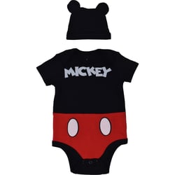Disney Mickey Mouse Newborn Baby Boys Cosplay Bodysuit and Hat Set Mickey Mouse / Black 3-6 Months