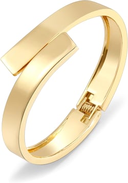 Gold Bangle Bracelets For Women Twisted Statement Thick Gold Plated Bangle Irregular Shaped Elegant Bracelet For Women Gold flat