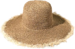 XOCARTIGE Sun Hats Women Straw Hats Wide Brim Summer Beach Hats Foldable Fringed Floppy Fedora Hats Summer Vacation Accessory One Size Brown
