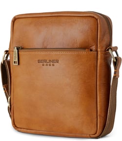 BERLINER BAGS Leather Men's Shoulder Bag Tom, Small Crossbody Satchel Brown