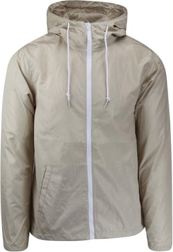 ShirtBANC Men's Windbreaker Jacket Hooded Lightweight Water Resistant Raincoat XX-Large Khaki | White Zipper