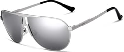 GUZTAG Classic Polarized Aviator Sunglasses for Men Women UV Mirrored Lens Stainless Steel Frame G8026 Silver