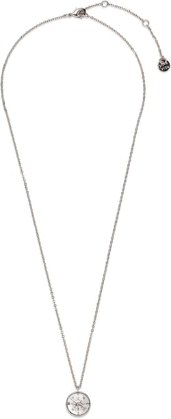 Pura Vida 18" Silver Compass Pendant Necklace - Handmade Statement Necklace with Mother of Pearl Inlay - Silver Necklace for Women, Long Necklaces, Boho Jewelry for Women - 3" Extender