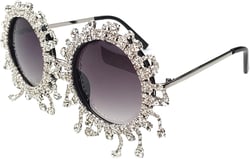 willochra round Rhinestone Sunglasses Women Fashion Diamond bling party Sun Glasses Crystal Shades Black