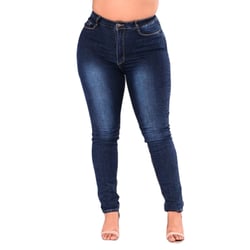 Labakihah plus size jeans for women Women Plus Size Stretch Slim Denim Skinny Jeans Pants High Waist Pencil Trousers Dark Blue