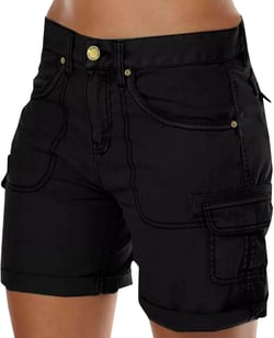 Relaxed Fit Cargo Shorts Women Dressy Casual Hiking Cargo Shorts Trendy Outdoor Outfits Lounge Shorts with Pockets 3X-Large A1-black