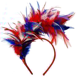 Red White Blue Hair Band 4th of July Headband Feather Fascinator Headband for Women Men Girls Festival Headwear Wedding Tea Party Hair Band Flapper Headpiece Hair Accessories TSFG20 (Red White Blue)
