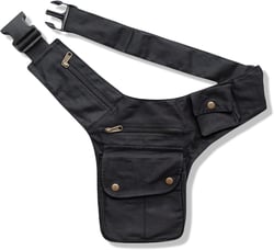 Unisex Cotton Utility Belt | 7 pocket | ren fair, playa wear, travel belt, festival belt, waist pack, belt bag for sports, fanny pack, vendor belt, money belt passport wallet, dog walker belt (Black)