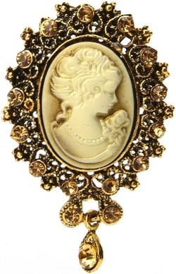 Pink-day Vintage Cameo Victorian Crystal Wedding Party Women Pendant Brooch Pin Jewelry (Gold)