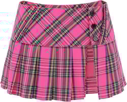 C-ZOFEK Mini Plaid Slit Skirt Women's US Size Pleated Skirt Schoolgirl Uniform, Multicolour X-Small Rose