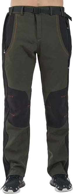 Gash Hao Men's Snow Ski Pants Waterproof Insulated Snowboard Pants Breathable Mesh Fleece Lined Zipper Bottom Ankle 38W x 30L Army Green