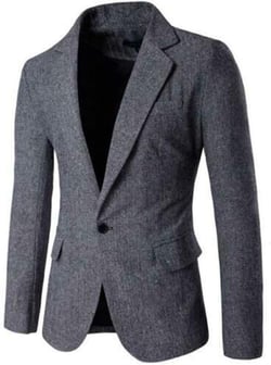 Mens Premium Suit Jacket Slim Fit Wool Tweed Herringbone Blazer Coat XX-Small Light Grey