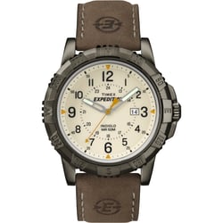 Timex Men's Expedition Rugged Metal Field Natural Dial Watch, Brown Leather Strap