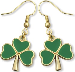 Shamrock Green Dangle Earrings: 4-Leaf Clover Dangling Earrings for Women Cute St Patrick's Day Accessories Gold