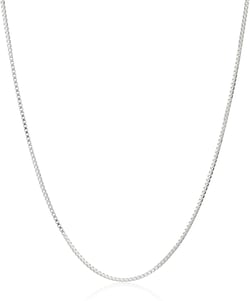 ARGENTO REALE Authentic 925 Sterling Silver Box Chain Necklace, Silver Box Link Necklace, Sterling Silver Chain 16-30 Inch, Made In Italy, Women Men 24 Inches 1.8MM