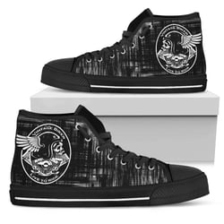 Women's Vintage Biker Live To Ride High Top Shoes, Canvas, Black