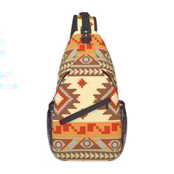 ZNDUO Sling Bag, Men Shoulder Backpack Small Cross Body Chest Sling Backpack-Vintage Southwestern Native Aztec Style Pattern