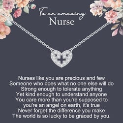 Nurse Gifts, Sterling Silver Heart Cross Necklace Gifts for Nurses Female, Nurse Appreciation Gifts, Nurses Week Gifts for Nurse, Gifts for Nursing Students