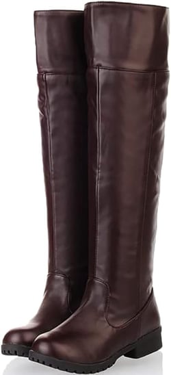 Han shan Cosplay Boots Shoes Unisex Knee High Riding Boots Leather Tall Boots 8-8.5 Women/7.5-8 Men Brown