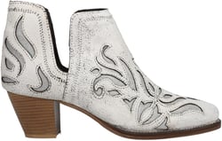 ROPER Womens Rowdy Glitz Vintage Tooled Inlay Snip Toe Casual Boots Ankle Mid Heel 2-3" - White 8 White