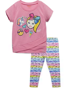 JoJo Siwa Jojo Siwa Unicorn Little Girls Crossover T-Shirt and Leggings Outfit Set Toddler to Big Kid